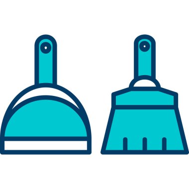 Beyaz arkaplanda mavi çizgi temizleme servisi simgesi. vektör illüstrasyonu.