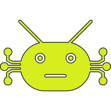 Büyük gözleri, vektörü, renk çizimi olan sevimli çizgi film uzaylıları.