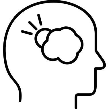 İnsan beyni taslak biçiminde bir ikon düşünüyor