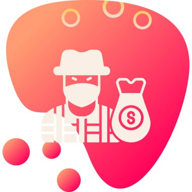 Beyaz arka planda izole edilmiş para ikonlu siyah domuz çantası. Para biriktirmek ya da biriktirmek, yatırım. Soyut çember rastgele dinamik şekiller. vektör.