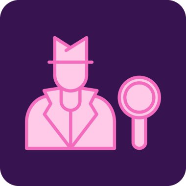 Büyüteç tutan bir adamın vektör simgesi.