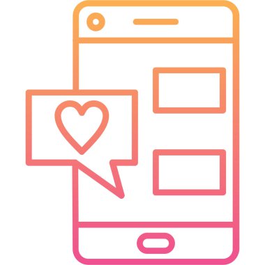 Bir akıllı telefon ve kalp ikonunun vektör çizimi