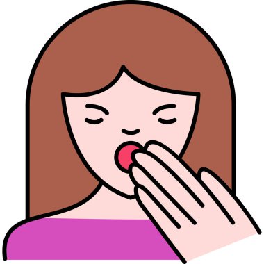 Kadın hap, illüstrasyon, beyaz arka planda vektör alıyor..