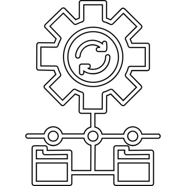 Vites mekanizması simgesi. Web için çark vektör simgelerinin özet çizimi