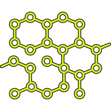 Molekül simgesi. İnce çizgi yeşil çizgili vektör simgesi.