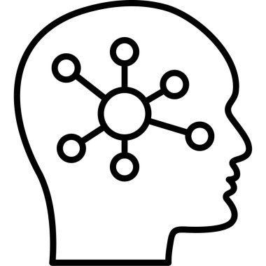 bir beyin simgesi ile baş, basit tasarım