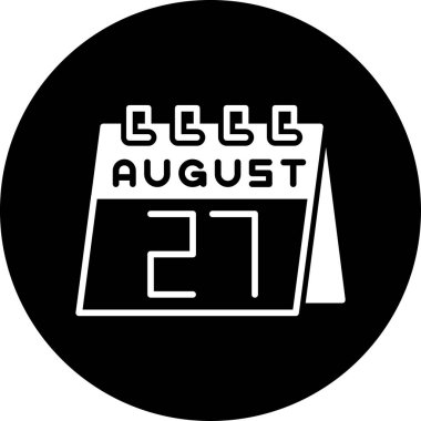 Ağustos 27 takvim simgesi, tek takvim simgesi, vektör illüstrasyonu