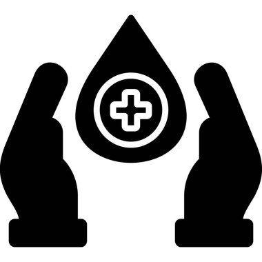 İlaç ikonu vektör illüstrasyonuna sahip eller