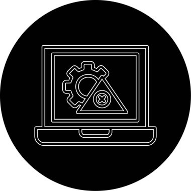 Cogwheel simgesi olan dizüstü bilgisayar, vektör illüstrasyonu