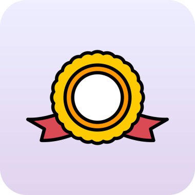 Rosette simgesi olan madalya, düz stil tasarımı