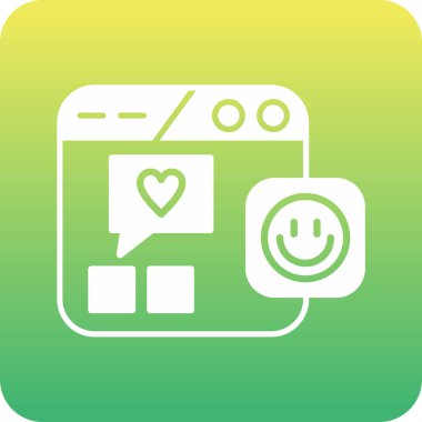 Bir kalp ikonunun yeşil ve sarı ikonunun vektör çizimi