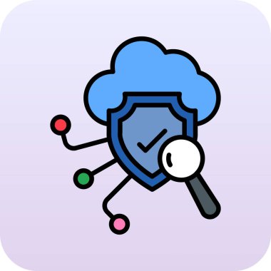 Bulut hesaplama güvenlik simgesi. ana hatlı bulut hesaplama vektör simgeleri düz renk izole