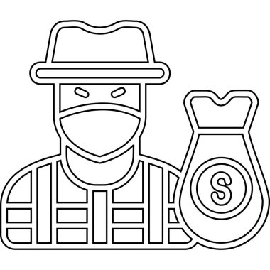 Para çantalı çiftçi ve şapka vektör illüstrasyon tasarımı