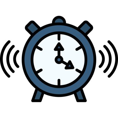 Alarm saat simgesi renk ana hatları vektörü