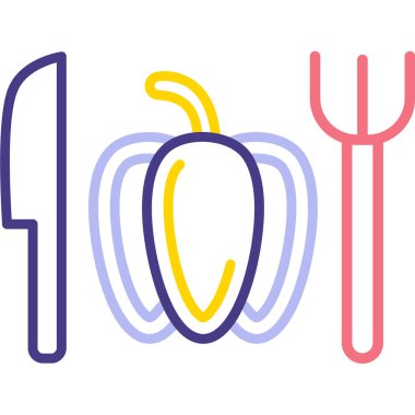 renk çatalı ve bıçak ikonu. vektör illüstrasyonu