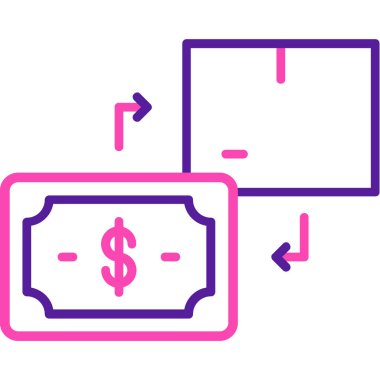 Beyaz arkaplanda izole edilmiş renk çizgisi dolar sembolü simgesi. Para ve para. Finansal alışveriş tabelası. Nakit para sembolü. Değişken rastgele dinamik şekiller. vektör