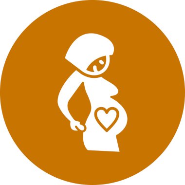 Hamile kadın vektör ikonu. biçim düz sembol, turuncu renk, yuvarlak açılar, beyaz arkaplan