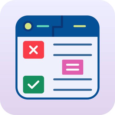 Düz stil işaretleme simgesine sahip pano kontrol listesi