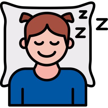 Uyuyan Kız simgesi, vektör çizimi beyaz arkaplanda izole edildi