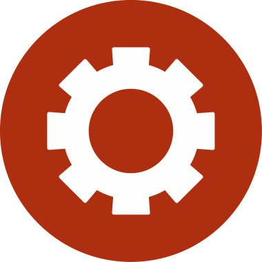 dişli vektör simgesi. biçim düz sembol, turuncu renk, yuvarlak açılar, beyaz arkaplan