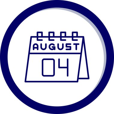 Tek takvim simgesinde 4 Ağustos simgesi tasarımı