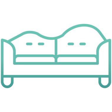 kanepe ince çizgi ikonu, mobilya ve ev, oturma odası işareti, vektör illüstrasyonu, beyaz arka planda doğrusal bir desen, mavi bir arkaplan.