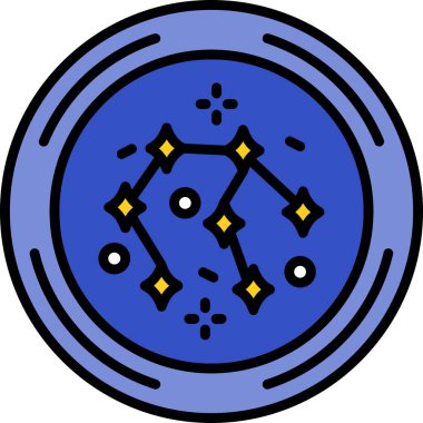 Bir ay yıldızının mavi ve beyaz ikonunun vektör çizimi