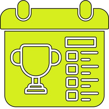 Kupa ikonlu kupa takvimi, basit satır tasarımı