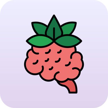 vektör çizgi film kırmızı ahududu simgesi