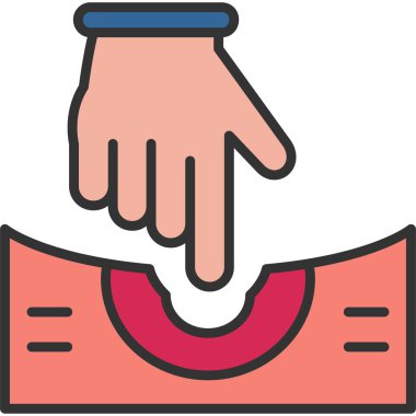 Bir torba simgesi ile el