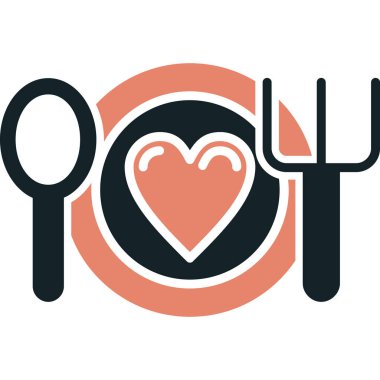 Çatal ve kaşık vektör çizimi olan kalp