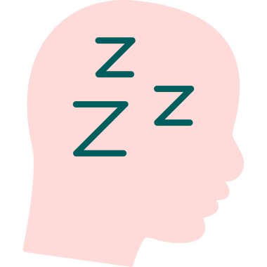 Uyuyan kız vektör simgesi. biçim düz sembol, eko yeşil renk, yuvarlak açılar, beyaz arkaplan