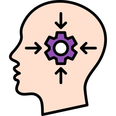 Kafa ikonlu beyin. Web için beyin vektör simgesinin özet çizimi