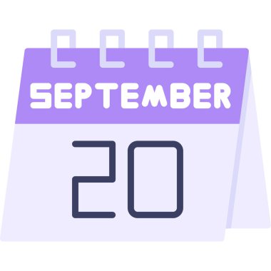 Eylül 20. Düz simge tasarım vektörü illüstrasyonu