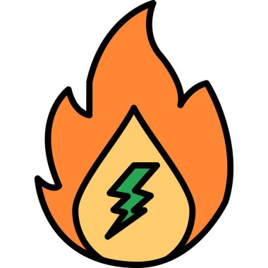 Ateş ikonu. Yanan alev vektörü simgesi rengi düz izole