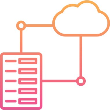 ağ bulut hesaplama simgesi ana hat biçiminde