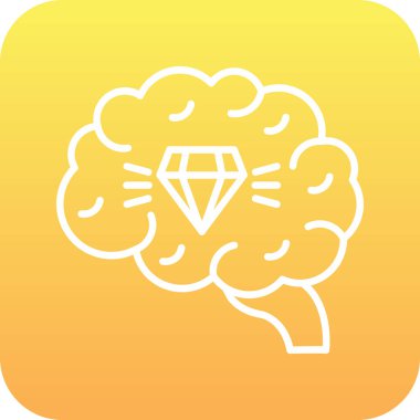 Beyaz arka planda izole edilmiş kalp şeklindeki bir ikonda insan beyninin ana hatlarını doldurdu. İnsan düşünme sembolü. vektör.