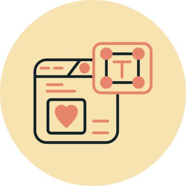 aşk kartı simgesi vektör illüstrasyonu