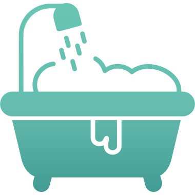 duş vektör simgesi. Çift renkli düz yuvarlak sembol, pürüzsüz mavi simge, yuvarlak açılar, beyaz arkaplan