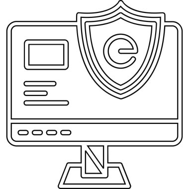 İnternet güvenlik simgesi, basit satır tasarımı