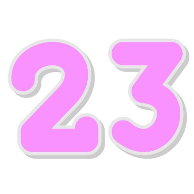 23 numara, pembe renk, vektör illüstrasyonu