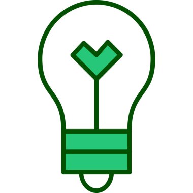 Yaprak ikonlu ampul. vektör illüstrasyonu