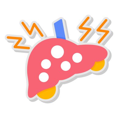 Ölü bir karaciğerin çizgi film stili çıkartması.