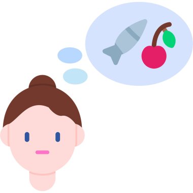 Düşünen kız ikon vektör illüstrasyonu