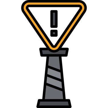 Trafik ışığı uyarı simgesi. anahat trafik ışığı uyarı vektör rengi düz izole