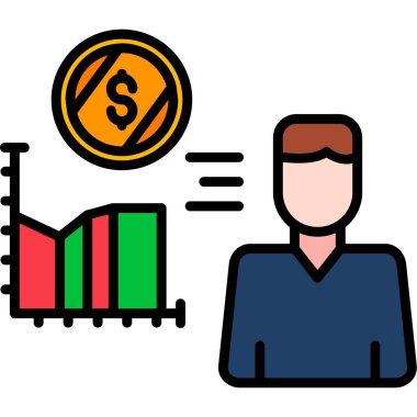 Dolar simgesi vektör çizimi tasarımı ile iş adamı