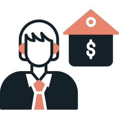 Banka yöneticisi düz simge, vektör illüstrasyonu