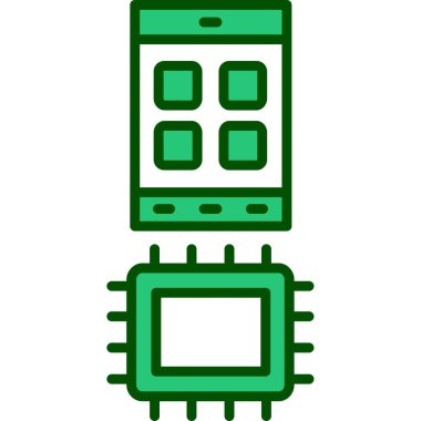 Elektronik işlemci simgesi. akıllı işlemci vektör simgesi rengi düz izole
