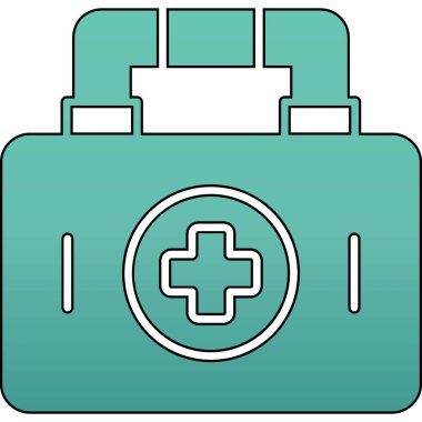 İlk yardım kutusu simgesi. Web için ilk kutu vektör simgesinin özet çizimi