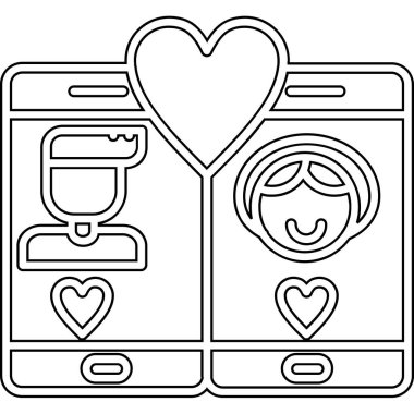 Akıllı telefon simgesi vektör illüstrasyon tasarımlı aşk çifti